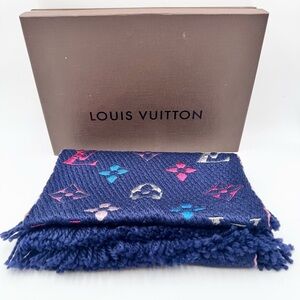 Louis Vuitton Navy Blue Monogram Multicolor Wool Scarf